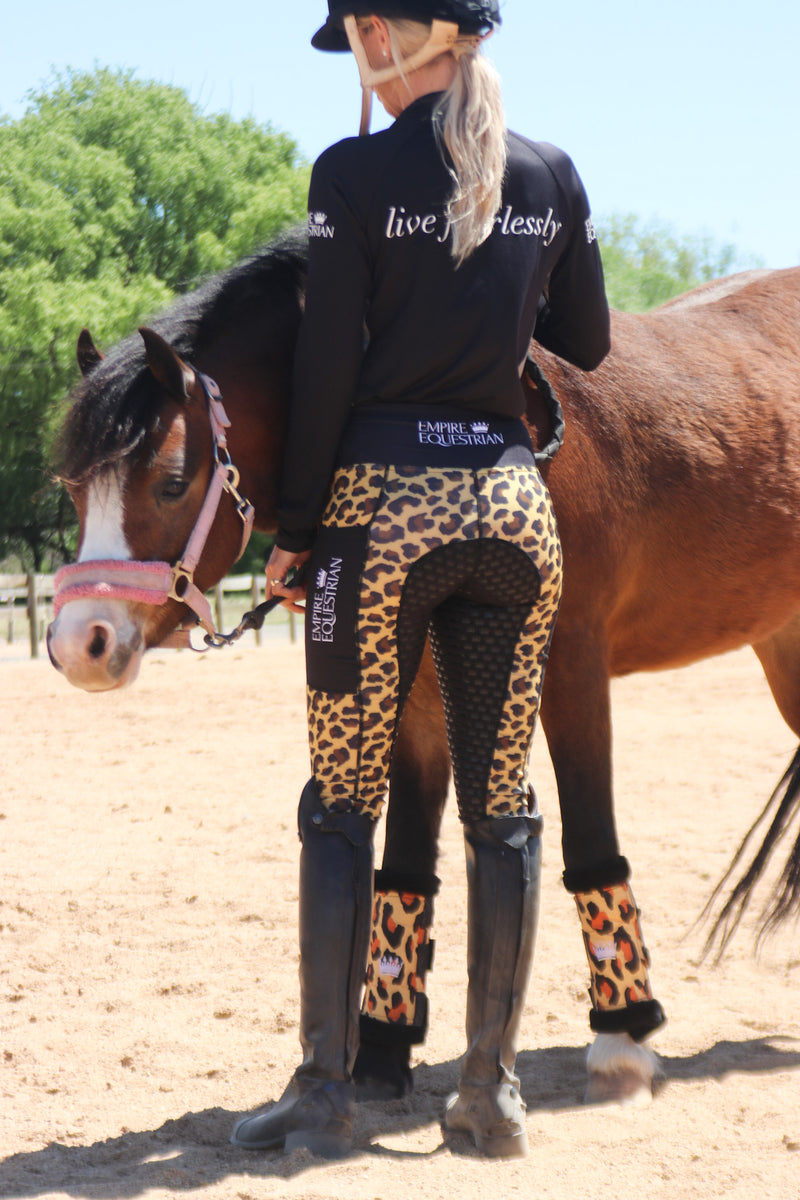 Thermal Fleece Lined Riding Tights - WHITE & BROWN LEOPARD – Empire  Equestrian